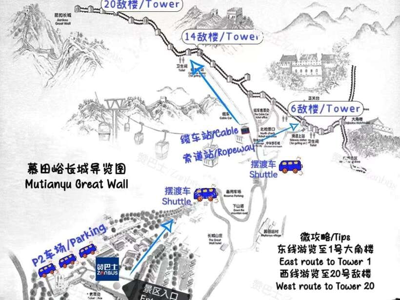 Mutianyu Great Wall Bus, Departure 8/9/10am, Return 3/4/5pm - Entering the day: why this bus trip makes Mutianyu easier