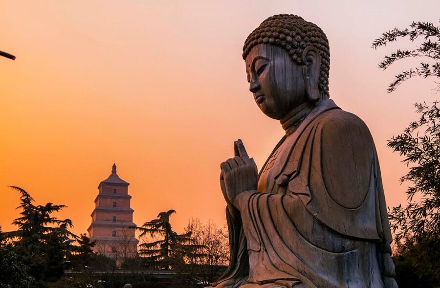 Private Big Wild Goose Pagoda Buddhism Walking Tour - North Square: Morning Clock and Fountain first